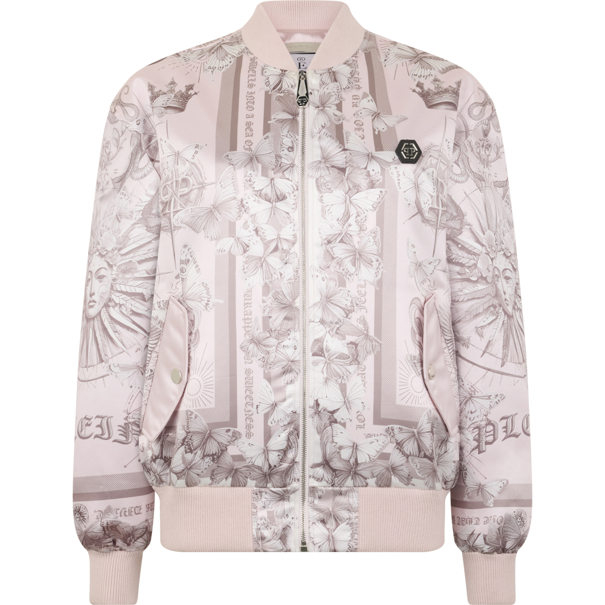 PHILIPP PLEIN Oversized Satin Bomber Butterfly Tattoo