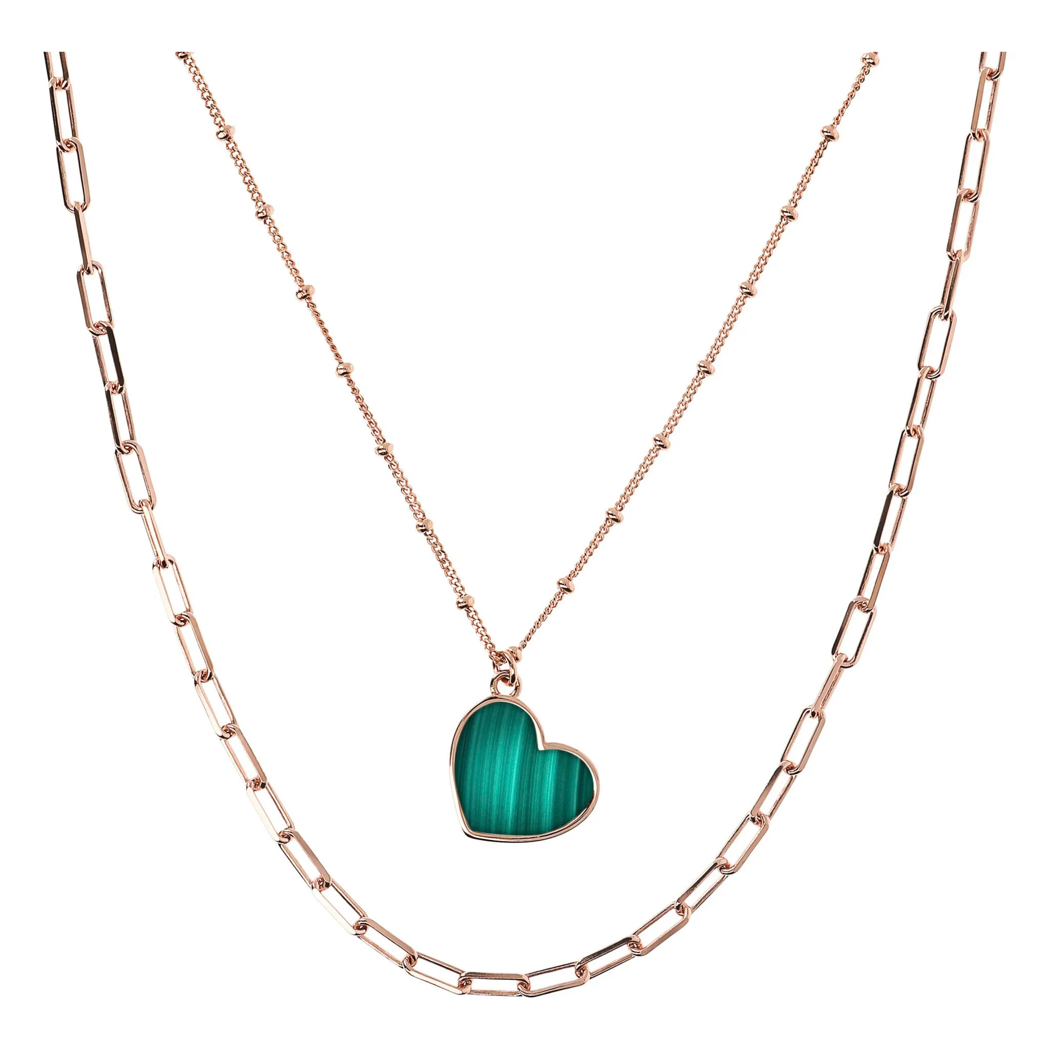 Collana Multifilo Forzatina e Catena Rosario con Pendente Cuore in Onice Nero