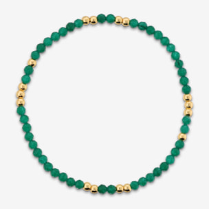 Bracciale Elastico con Giada Verde e Bead Lucide