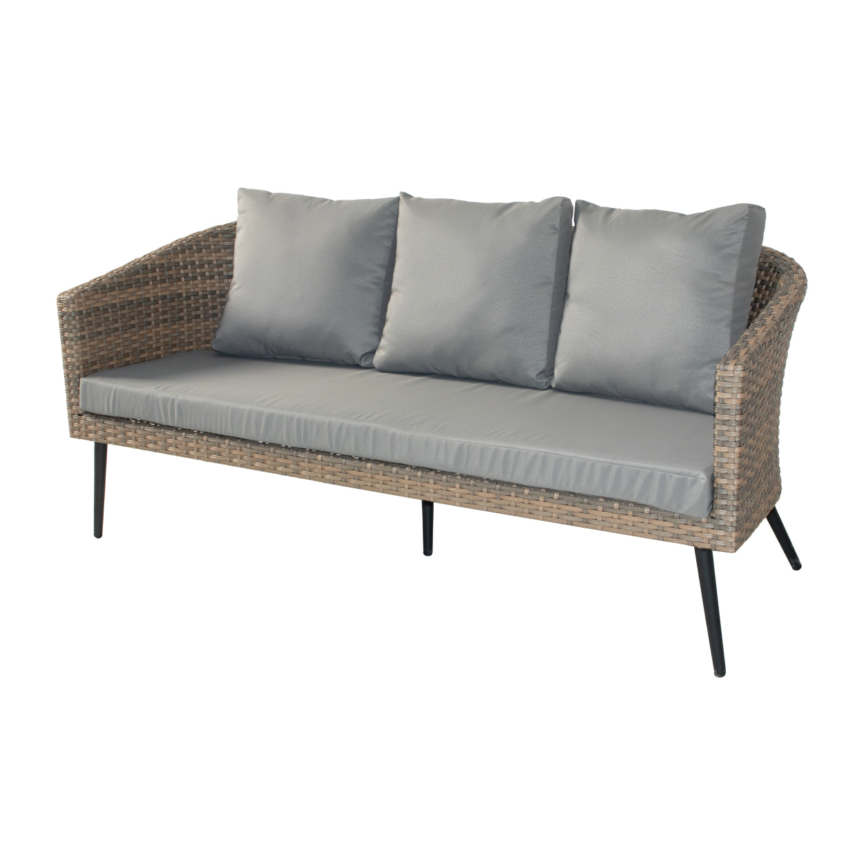 Salon de jardin scandinave 5 places en résine effet rotin et noir REESE