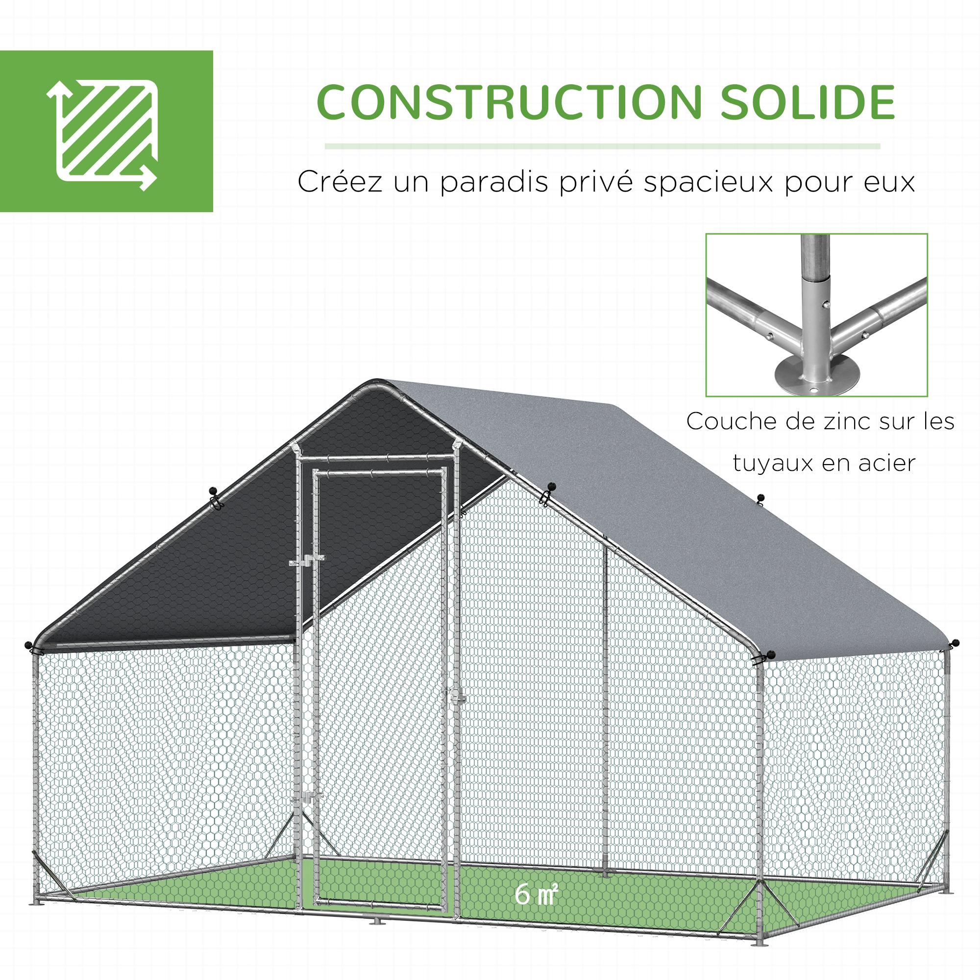 Chenil grillagé 10x6x2m 60m² Enclos extérieur galvanisé pour chien - Ciel &  terre