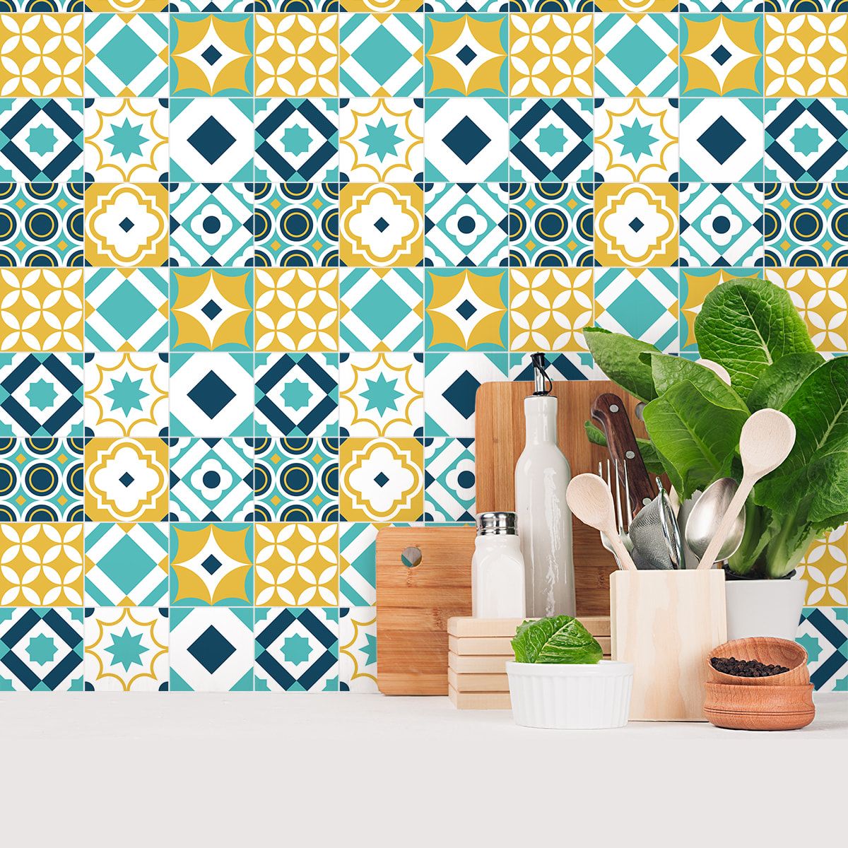 Stickers muraux - Sticker Mural Carrelage adhésif Cuisine Salle de Bain - 9 STICKERS CARRELAGES AZULEJOS AVA MARIA