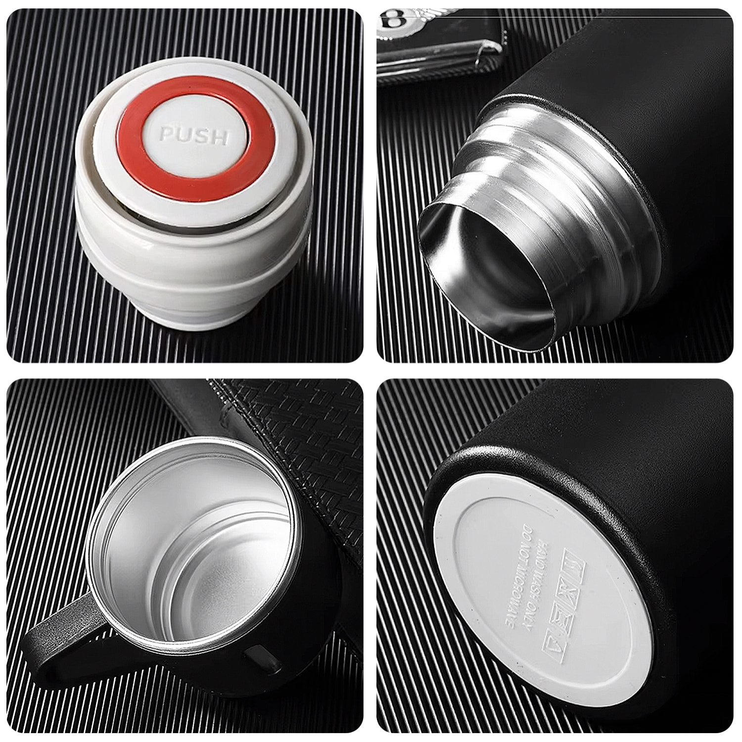 Set di thermos da 500 ml e 3 tazze isolanti. Mantenimento del freddo e del caldo da 6 a 12 ore.