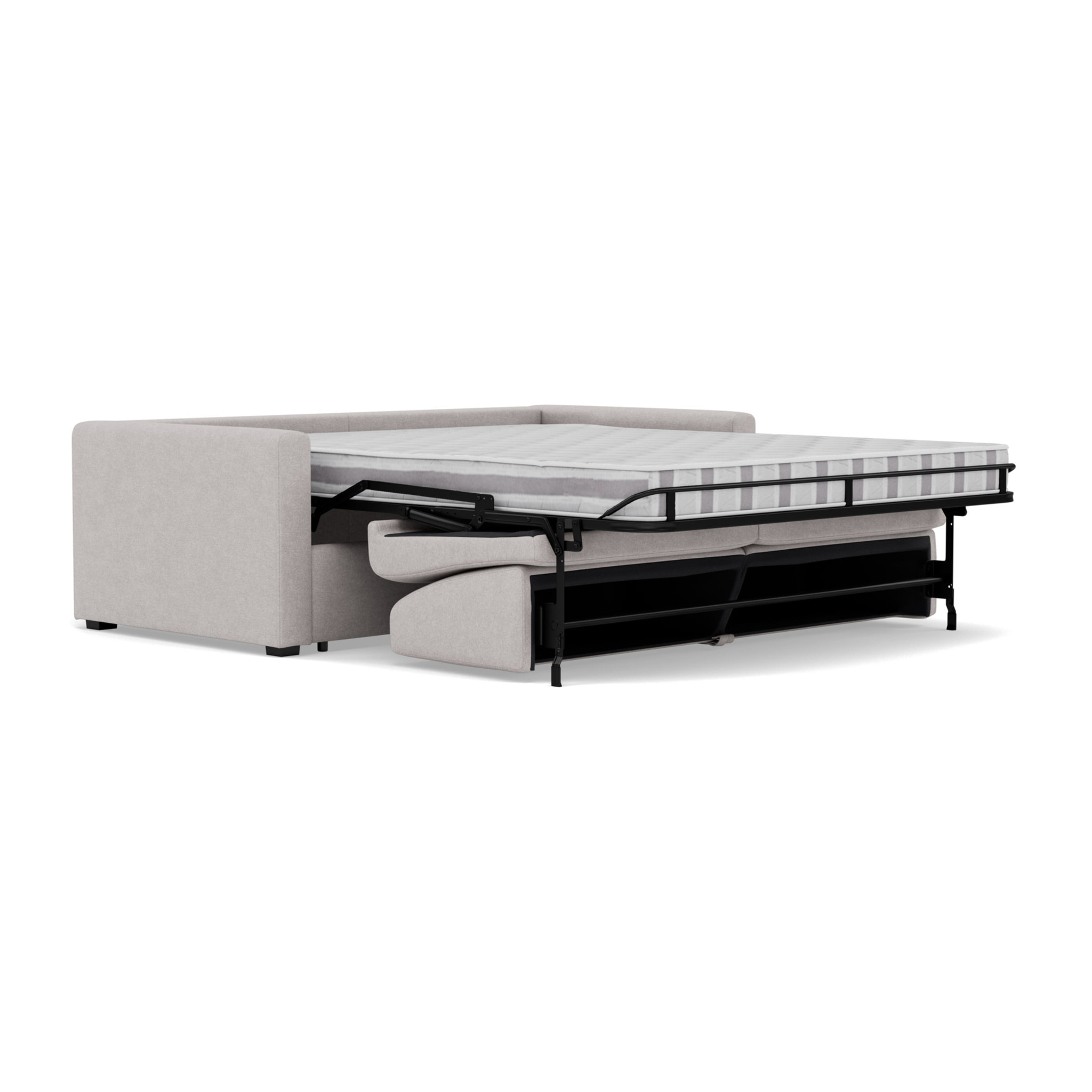 Julia - canapé 3 places convertible couchage quotidien matelas 14 cm en tissu - Gris clair