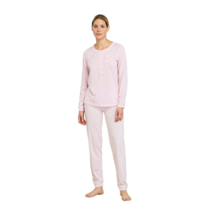Pigiama donna in cotone con top manica lunga e pantalone lungo con polsini articolo vichy Noidinotte