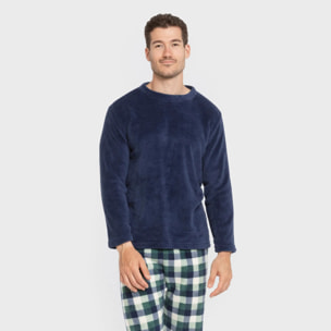 Pijama coral hombre Cuadro Ferni Azul Marino