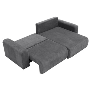 Naomi - Canapé d'angle réversible 4 places convertible avec coffre en velours côtelé - Gris foncé