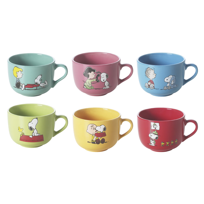 Set 6 Tasses Jumbo Excelsa – Peanuts, Grès Multicolore