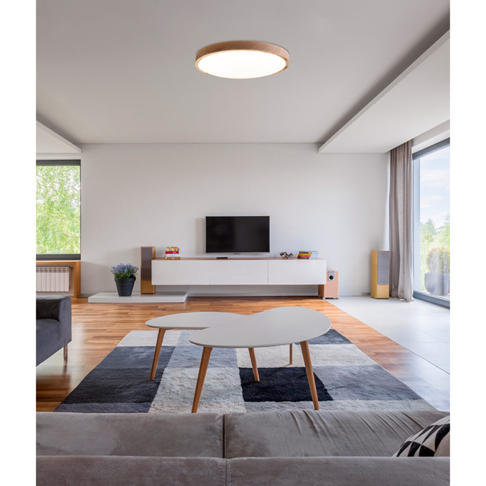 FORLIGHT Plafon Ip44 Tempo Ø410Mm Led 22,8W 3000K Imitación Madera 1821Lm