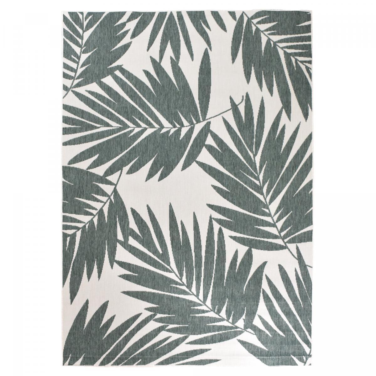 Tapis d'extérieur reversible Kunu motif floral vert et blanc