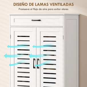 Mueble Zapatero, Armario para Zapatos con Cajón, Puertas de Rejilla, Estantes Ajustables, para 20 Pares de Zapatos, Zapatero para Pasillo Recibidor, 78x37x115,8 cm, Blanco