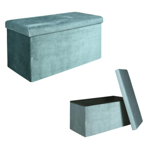 COFFRE BANC PLIABLE VELOURS COTELE GIULIA BLEU