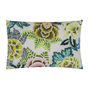 Taie d'oreiller imprimée en percale de coton, ROSE DE DAMAS, Vert jade