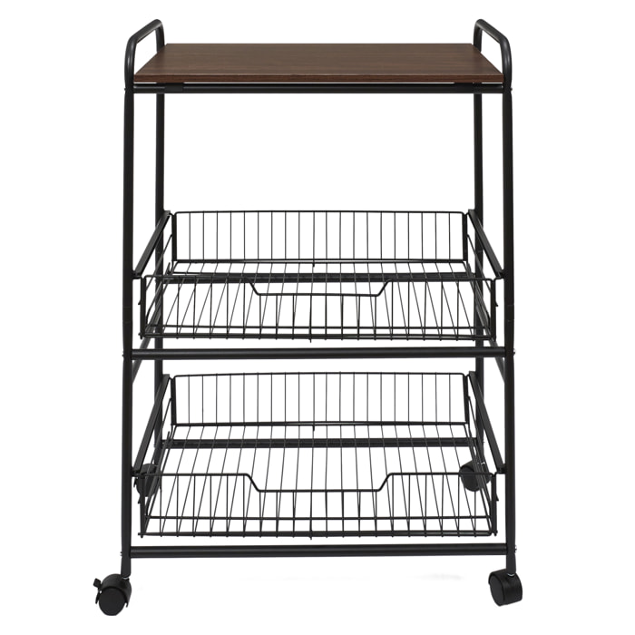 Desserte Avec Roulettes Etagere Et 2 Tiroirs