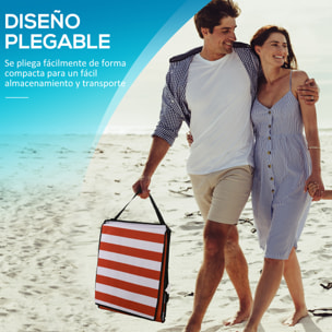 Conjunto de 2 Esterillas de Playa Plegable Esteras Acolchadas con Respaldo Reclinable y Bolsa de Transporte para Jardín Camping 142x51x40 cm Rojo y Blanco