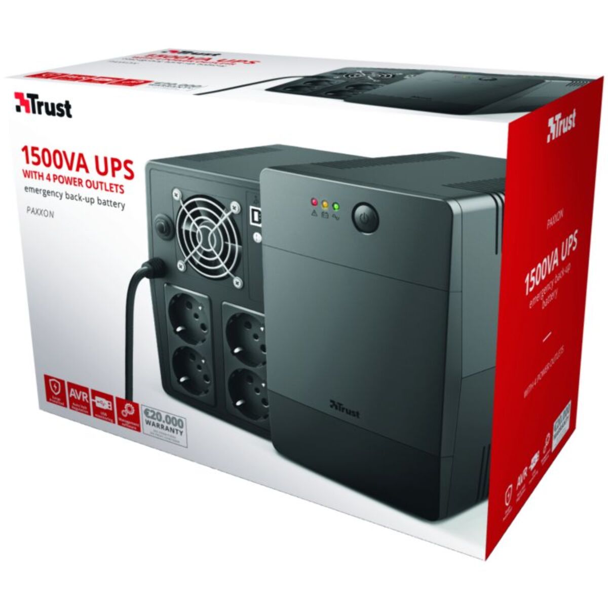 Onduleur TRUST Paxxon 1500 VA 4 prises