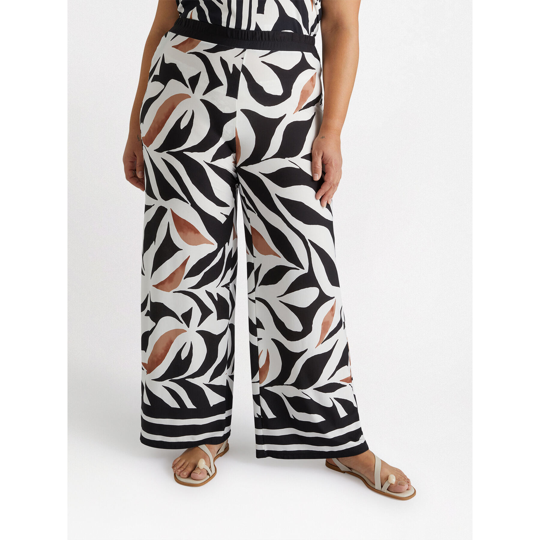 Fiorella Rubino - Pantaloni stampa foliage - Nero