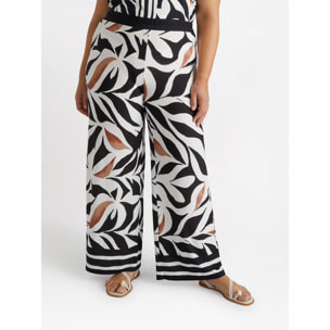 Fiorella Rubino - Pantaloni stampa foliage - Nero