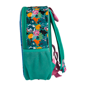 Stitch Tropical Mochila Preescolar 3D. Bolsillo lateral. Espaldera acolchada.