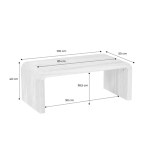 Table basse rectangulaire en acacia massif 100cm