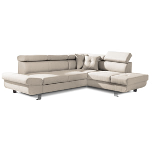 Lisbona - Canapé d'angle droit convertible - 5 places - avec têtières - Beige