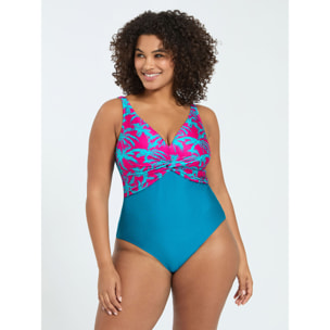 Fiorella Rubino - Bañador entero cruzado estampado tropical - Azul