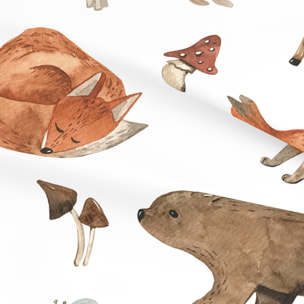 Cool Kids - Juego de Sábanas Estampadas - Infantil - Incluye 1 Funda de Almohada + 1 Sábana Bajera - 100% Algodón - Cuna/Maxicuna - Woodland