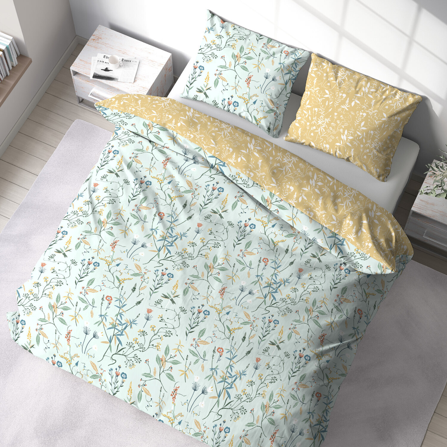 Parure de couette 3pcs microfibre florissane