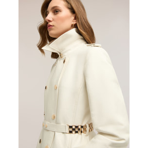 Motivi - Trench cruzado con detalles military - Blanco
