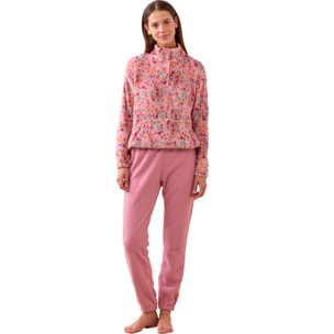 Pigiama donna softy in coral con collo quattro bottoni Noidinotte