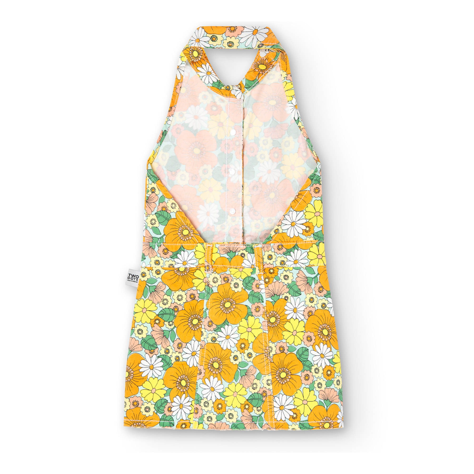 Vestido camisero niÃ±a, sarga elÃ¡stica estampada, flores