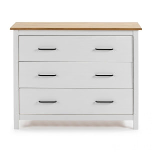 Cómoda de 3 cajones resistente y funcional en blanco y oak 100x80 cm Eira Blanco - Oak