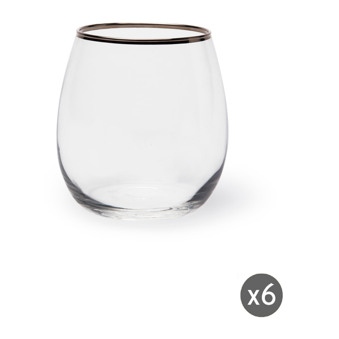 Set 6 Bicchieri Excelsa – Platinum, Vetro Trasparente