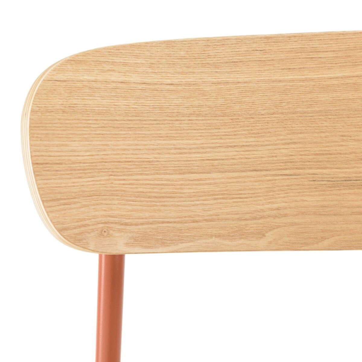 TOM - Lot de 2 chaises « écolier » en bois de frêne et acier terracotta