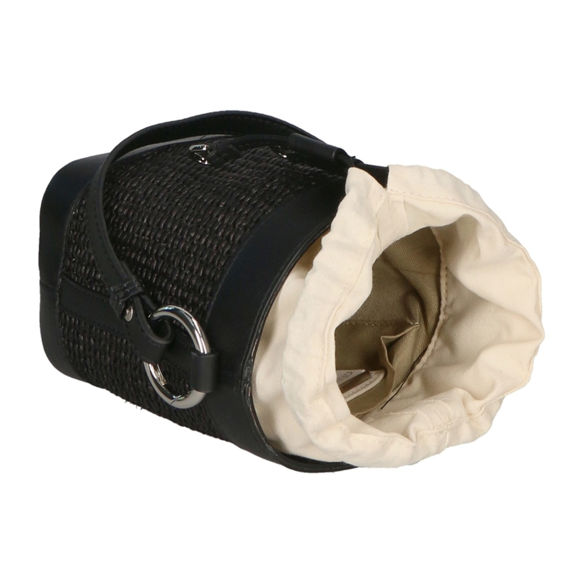 Borsa a secchiello da donna - Modello Alyssa - Pelle & Paglia - 13.0 x 16.0 x 10.0 cm