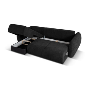 Canapé d'angle gauche convertible avec coffre de rangement "Matera" 4 places en chenille noir