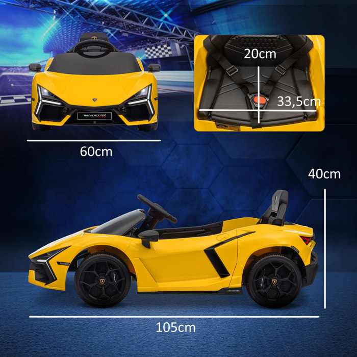 Voiture électrique enfant licence Lamborghini Revuelto télécommande effets sonores lumineux jaune