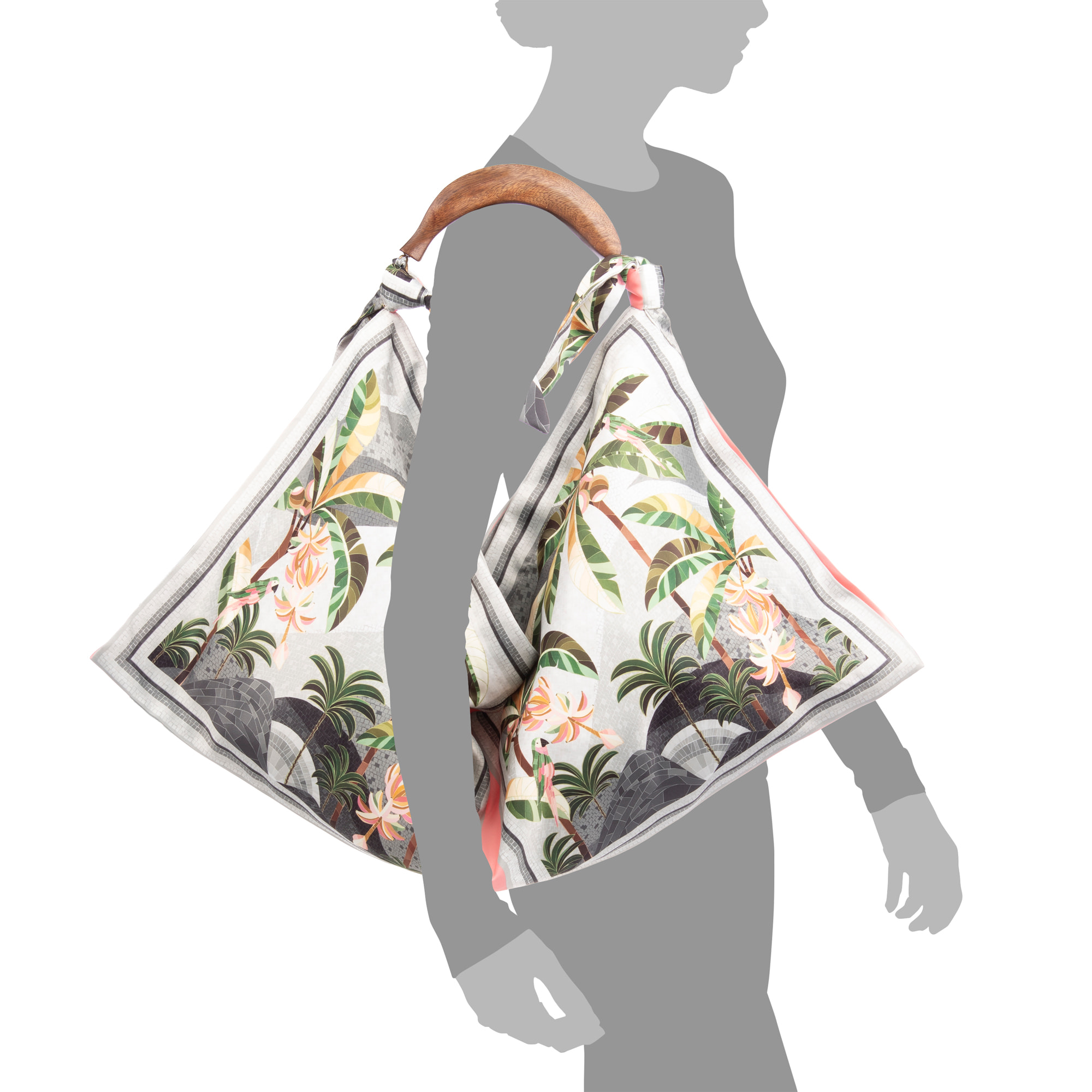 Berchidda Bolso de hombro Mujer. Fabricado en tejido suave, tintes naturales con asa de madera.