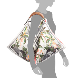 Berchidda Bolso de hombro Mujer. Fabricado en tejido suave, tintes naturales con asa de madera.