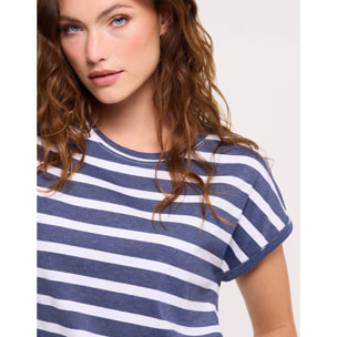 Camiseta Manga Corta de Rayas Azul Marino - Madonna