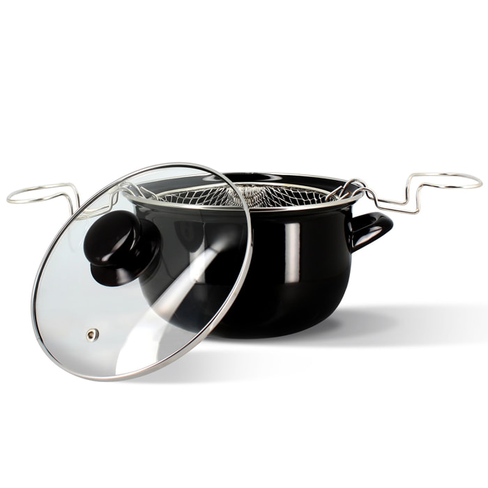 Friteuse en acier émaillé noir 26cm