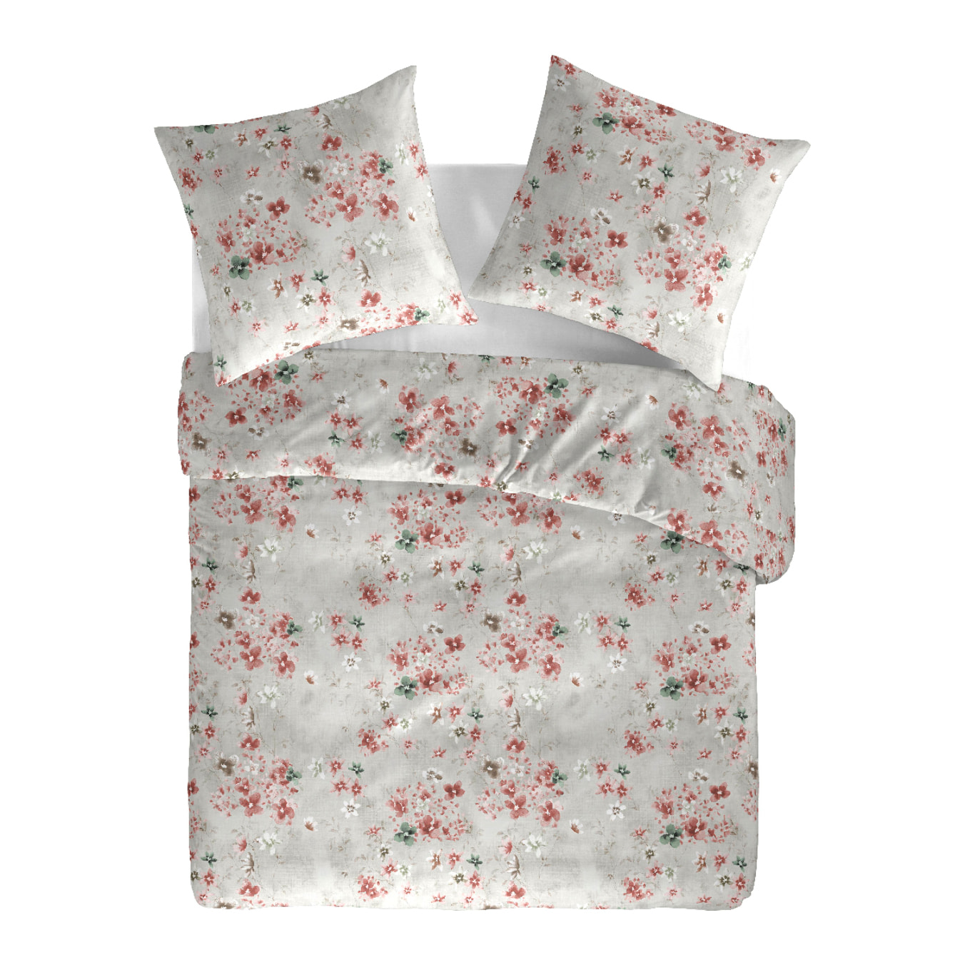 Juego de funda nórdica 240x220 cm + 2 fundas de almohada 65x65 cm - 100% algodón percal - LINDSAY -