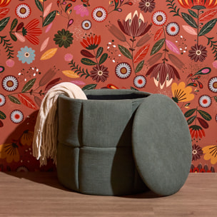 Pouf - HOME DECO FACTORY - Jules - Rangement - Tressé - Côtelé - Vert