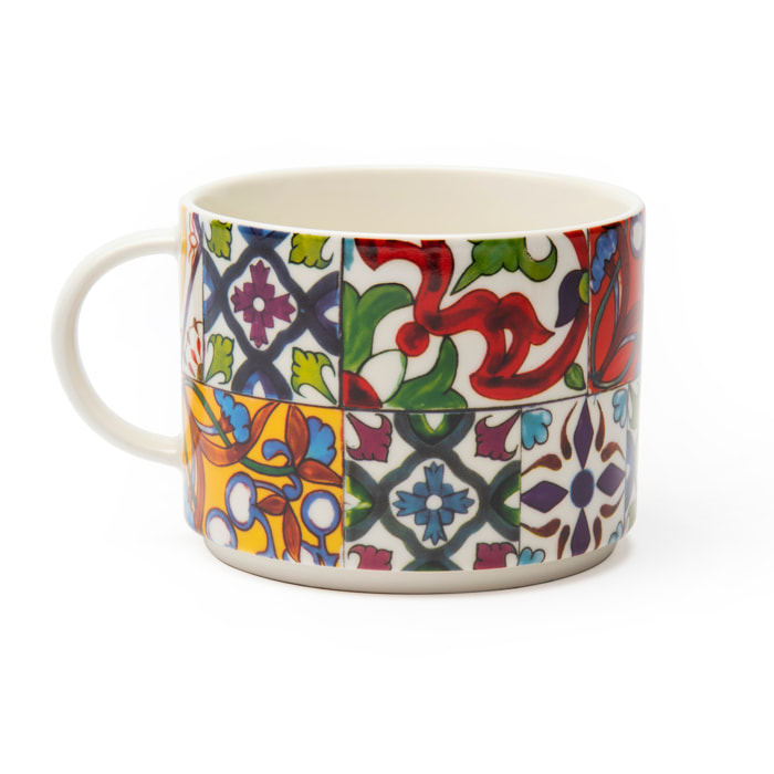 Set 4 Tazze Jumbo Excelsa – Lisbona, New Bone China Multicolore