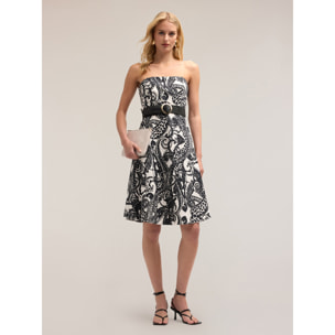 Motivi - Mini dress in cotone fantasia paisley - Nero