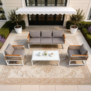 Salon de jardin 5 places avec table basse gris clair SALINE