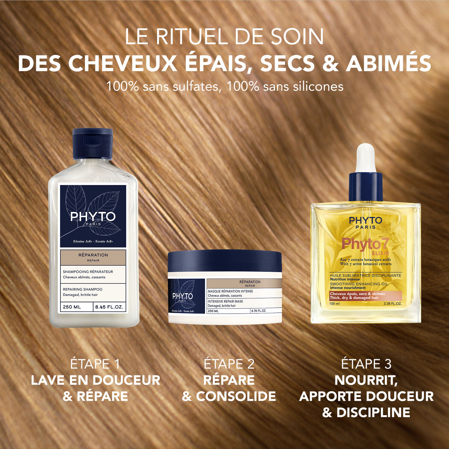Phyto7 Elixir - Coffret Huile Sublimatrice Disciplinante 100 ml + Shampooing Réparateur 50 ml