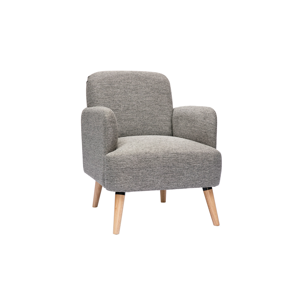 Fauteuil scandinave en tissu gris clair et bois clair ISKO