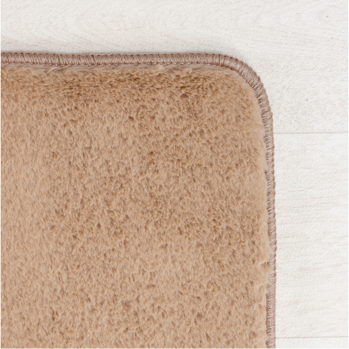 ALBA - Tapis rond doux beige à poils courts