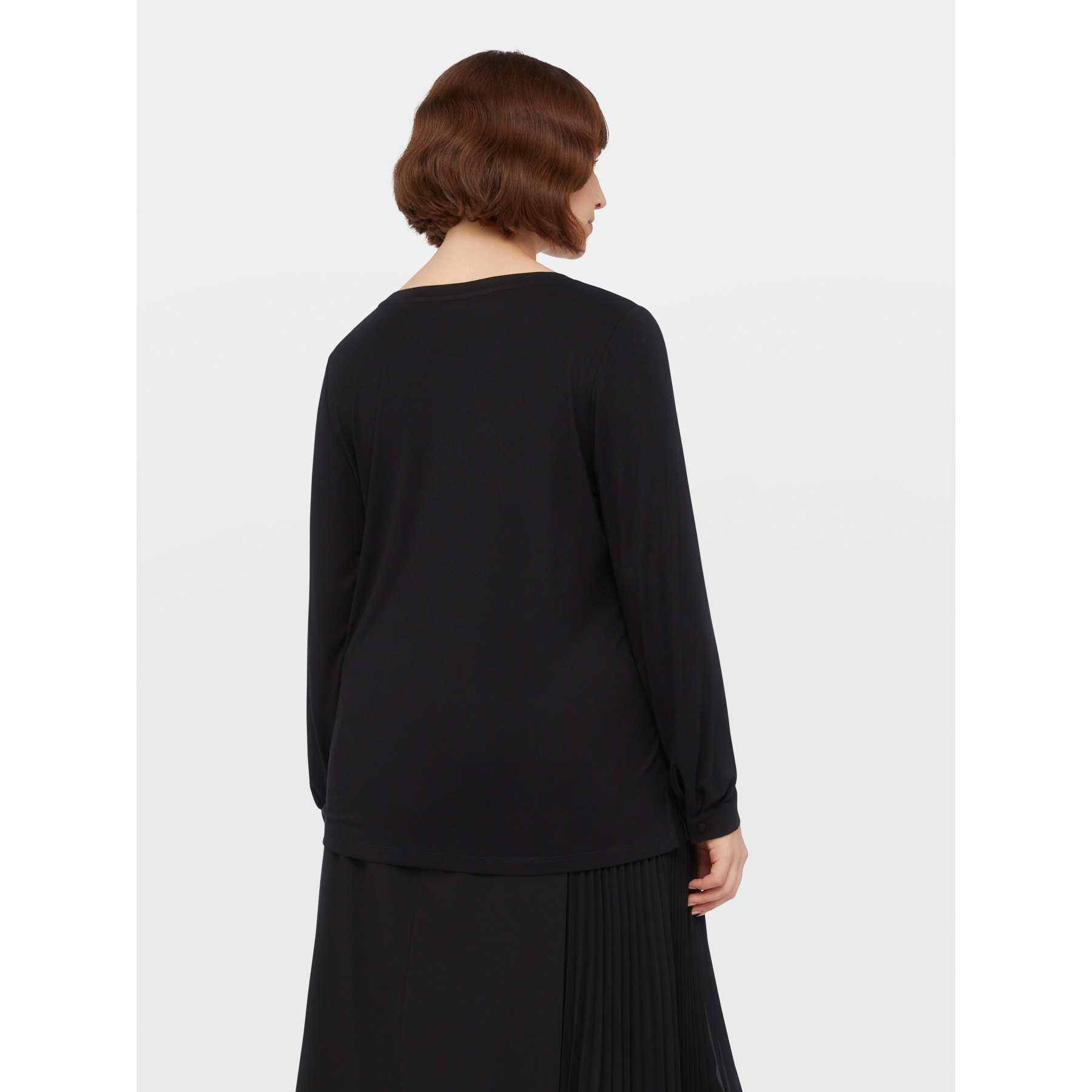 Fiorella Rubino - Camiseta de manga larga de dos tejidos - Negro